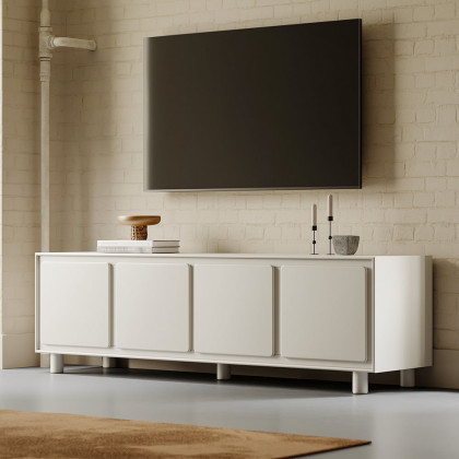 HMR - 72" Modern White Rectangle Tall TV Stand with Storage for 65 to 75 inch TV