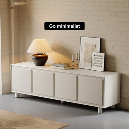 HMR - 72" Modern White Rectangle Tall TV Stand with Storage for 65 to 75 inch TV