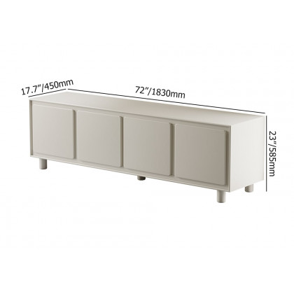 HMR - 72" Modern White Rectangle Tall TV Stand with Storage for 65 to 75 inch TV