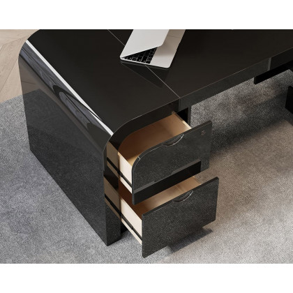 HMR Chicent L-shaped Modern Executive Desk with Ample Storage - Black, 70.9"L x 63.0"W x 29.9"H, Right Hand