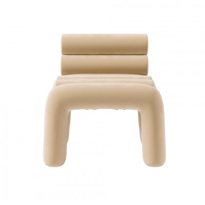 HMR Modern Velvet Accent Chair Upholstery Horizontal Channeled for Living Room - Beige