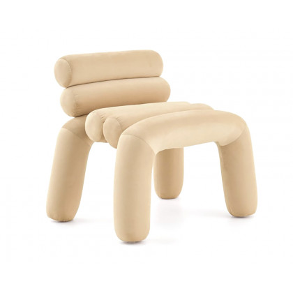 HMR Modern Velvet Accent Chair Upholstery Horizontal Channeled for Living Room - Beige