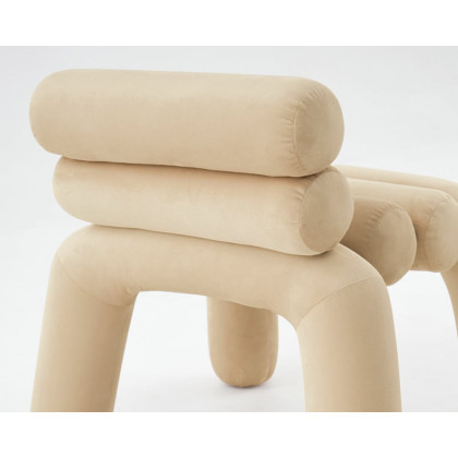 HMR Modern Velvet Accent Chair Upholstery Horizontal Channeled for Living Room - Beige