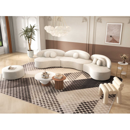 HMR Modern Velvet Accent Chair Upholstery Horizontal Channeled for Living Room - Beige