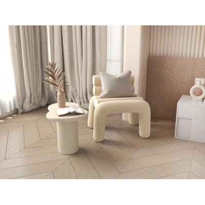 HMR Modern Velvet Accent Chair Upholstery Horizontal Channeled for Living Room - Beige