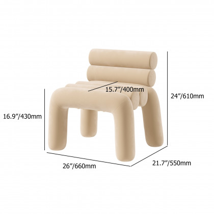 HMR Modern Velvet Accent Chair Upholstery Horizontal Channeled for Living Room - Beige