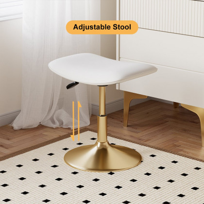 HMR - Modern Mini White Makeup Vanity Set Dressing Table with Mirror & Stool