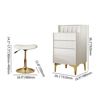 HMR - Modern Mini White Makeup Vanity Set Dressing Table with Mirror & Stool