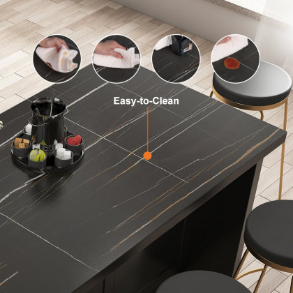 HMR 72" Modern Style Laminate Kitchen Islands with Multi-Storage - Black, Engineered Wood