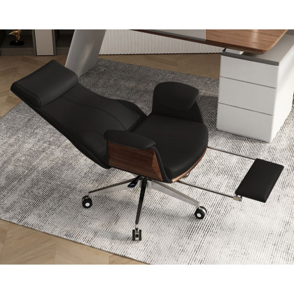 HMR Modern Rectangular Writing Desk & Office Desk Chair Set High Back - Walnut, 70.9"L x 31.5"W x 29.5"H