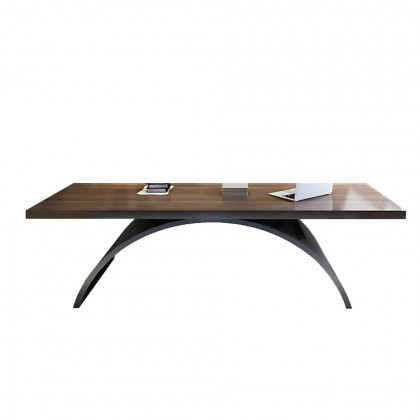 HMR Modern Rectangular Writing Desk & Office Desk Chair Set High Back - Walnut, 70.9"L x 31.5"W x 29.5"H