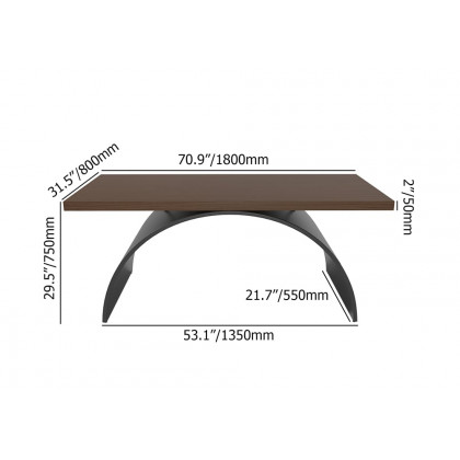 HMR Modern Rectangular Writing Desk & Office Desk Chair Set High Back - Walnut, 70.9"L x 31.5"W x 29.5"H