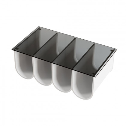 HMR - 2-Piece Square Coffee Table Set with Black Clear Glass Tabletop & White Metal Arch Base