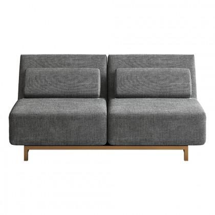 HMR 64" Queen 2-Seater Linen Convertible Futon Bed with Pillows - Gray