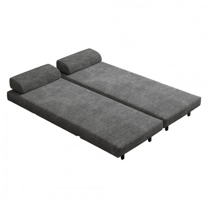 HMR 64" Queen 2-Seater Linen Convertible Futon Bed with Pillows - Gray