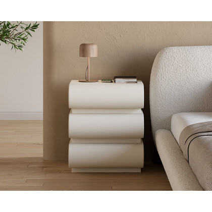 HMR Humply Modern Leather Smart Nightstand with Wireless Charger Drawers - White, 3-Drawer, Set Of 2