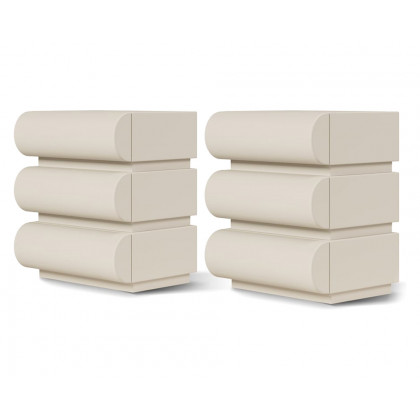 HMR Humply Modern Leather Smart Nightstand with Wireless Charger Drawers - White, 3-Drawer, Set Of 2