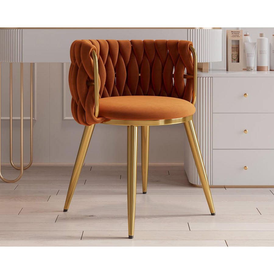 HMR Sweave Nordic Barrel Dining Chair with Velvet Upholstery (Set of 6) - Orange