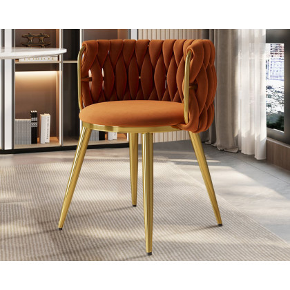 HMR Sweave Nordic Barrel Dining Chair with Velvet Upholstery (Set of 6) - Orange
