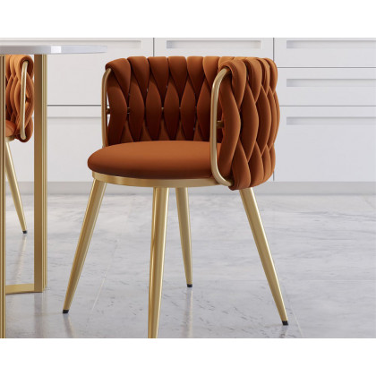 HMR Sweave Nordic Barrel Dining Chair with Velvet Upholstery (Set of 6) - Orange