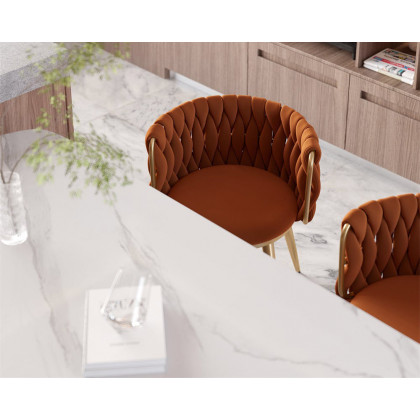 HMR Sweave Nordic Barrel Dining Chair with Velvet Upholstery (Set of 6) - Orange