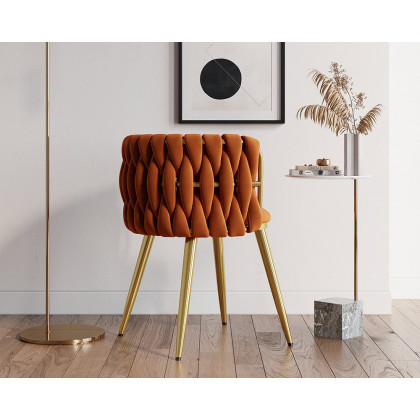 HMR Sweave Nordic Barrel Dining Chair with Velvet Upholstery (Set of 6) - Orange