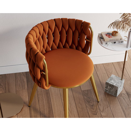 HMR Sweave Nordic Barrel Dining Chair with Velvet Upholstery (Set of 6) - Orange