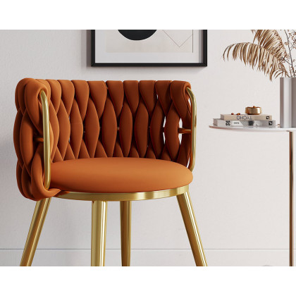 HMR Sweave Nordic Barrel Dining Chair with Velvet Upholstery (Set of 6) - Orange
