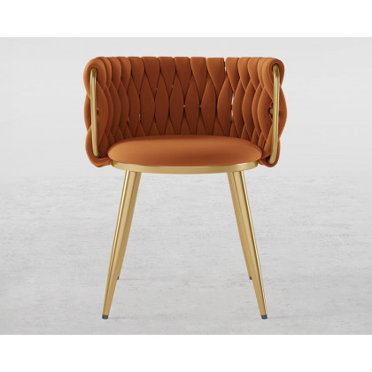 HMR Sweave Nordic Barrel Dining Chair with Velvet Upholstery (Set of 6) - Orange