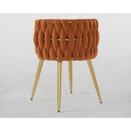 HMR Sweave Nordic Barrel Dining Chair with Velvet Upholstery (Set of 6) - Orange