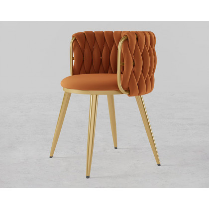 HMR Sweave Nordic Barrel Dining Chair with Velvet Upholstery (Set of 6) - Orange