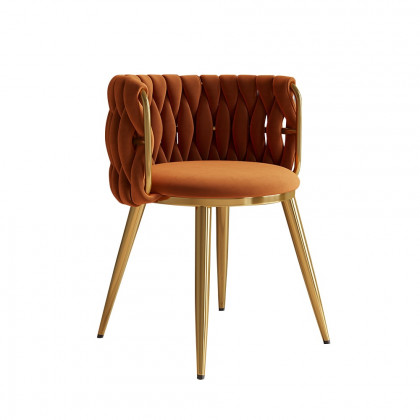 HMR Sweave Nordic Barrel Dining Chair with Velvet Upholstery (Set of 6) - Orange