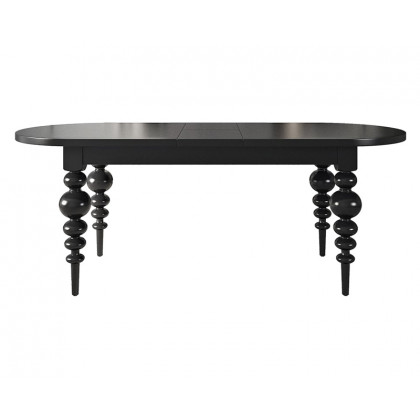 HMR Dining Set 67"-79" Extendable Dining Table - Black, Style C, With 8 Chairs