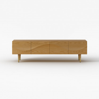 HMR Lake Mid Century TV Stand with Wavy Design Storage 4 Drawers for TVs Up to 75" - Natural