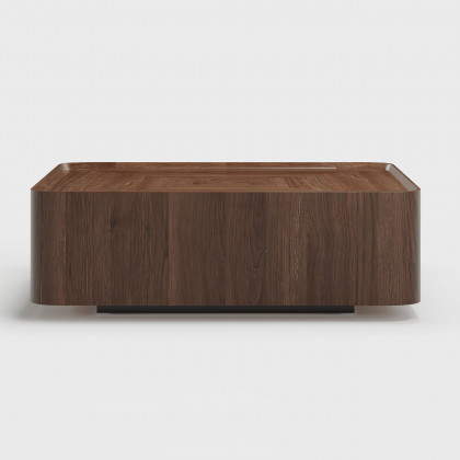 HMR - 35" Square Walnut Mid Century Coffee Table with Storage