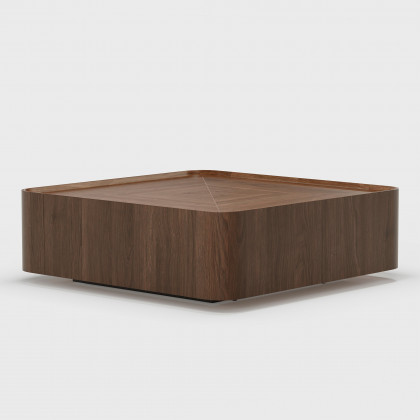 HMR - 35" Square Walnut Mid Century Coffee Table with Storage