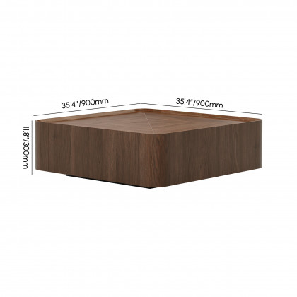 HMR - 35" Square Walnut Mid Century Coffee Table with Storage
