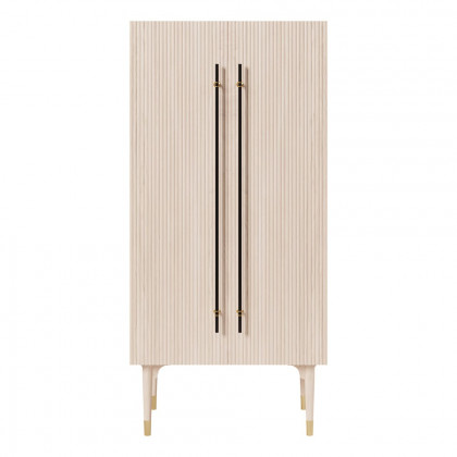 HMR Fluted Armoire Wardrobe Closet Clothing Organizer Cabinet with 2 Doors - Washed White