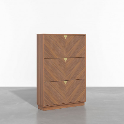 HMR - Capet Walnut Narrow Shoe Storage Cabinet with Flip Down Large Capacity up to 20 Pairs