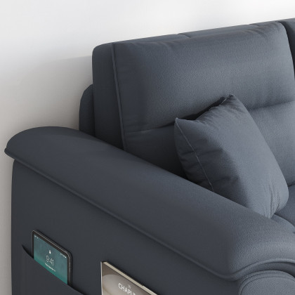 HMR Queen 2-Seater Sleeper Sofa - Deep Gray, Leath-aire