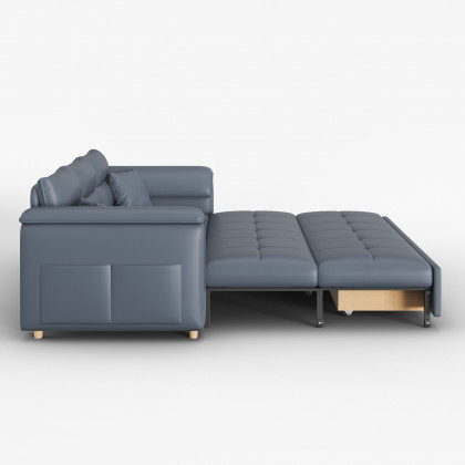 HMR Queen 2-Seater Sleeper Sofa - Deep Gray, Leath-aire