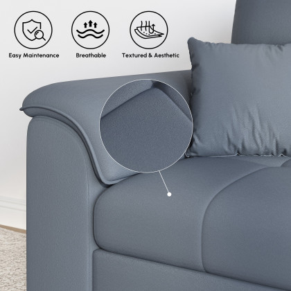HMR Queen 2-Seater Sleeper Sofa - Deep Gray, Leath-aire