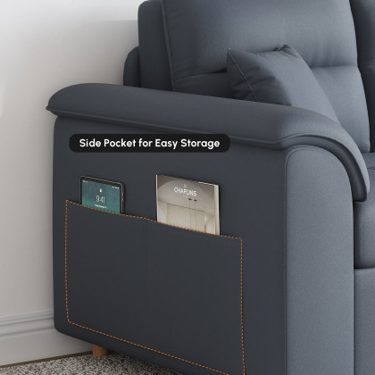 HMR Queen 2-Seater Sleeper Sofa - Deep Gray, Leath-aire