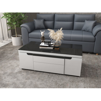 HMR Queen 2-Seater Sleeper Sofa - Deep Gray, Leath-aire