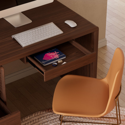 HMR 94.5" 2-Person Double Desk Modern Retangular Office Desk 4 Drawers & 1 Cabinet - Brown