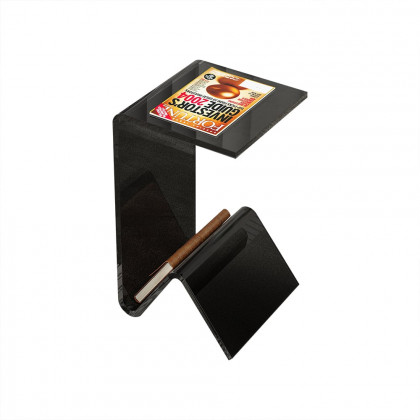HMR C-shaped End Table with Storage Transparent Acrylic Small Space Side Table - Black