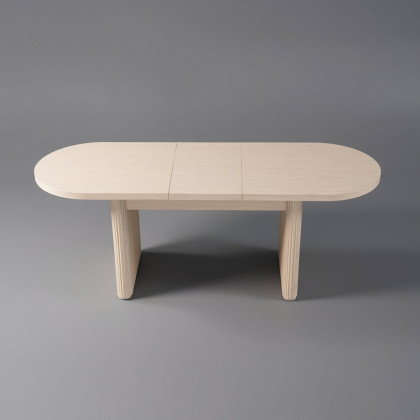 HMR - Dining Set 63"-79" Japandi Oval Extendable Dining Table Whitewash with Chairs