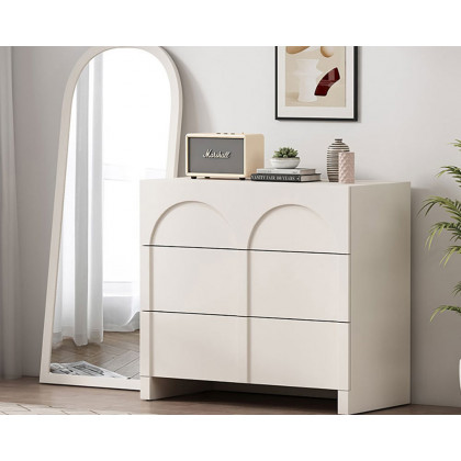 HMR - Japandi Cream White Dresser Nordic Arch Chest