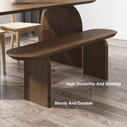 HMR Tintica Seires Japandi Oval Solid Wood Dining Bench Seats 1-2 People - Walnut, 51"