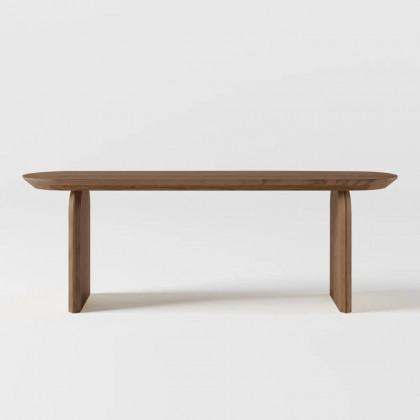 HMR Tintica Seires Japandi Oval Solid Wood Dining Bench Seats 1-2 People - Walnut, 51"